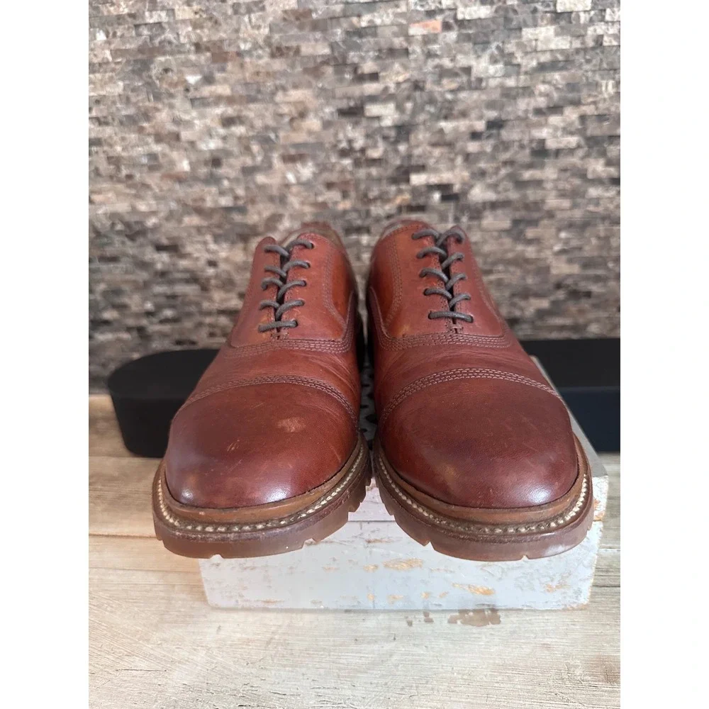 Frye James Lug Oxford Redwood Leather Cap Toe Dress Shoes Mens 8.5 D 3487943-RDD